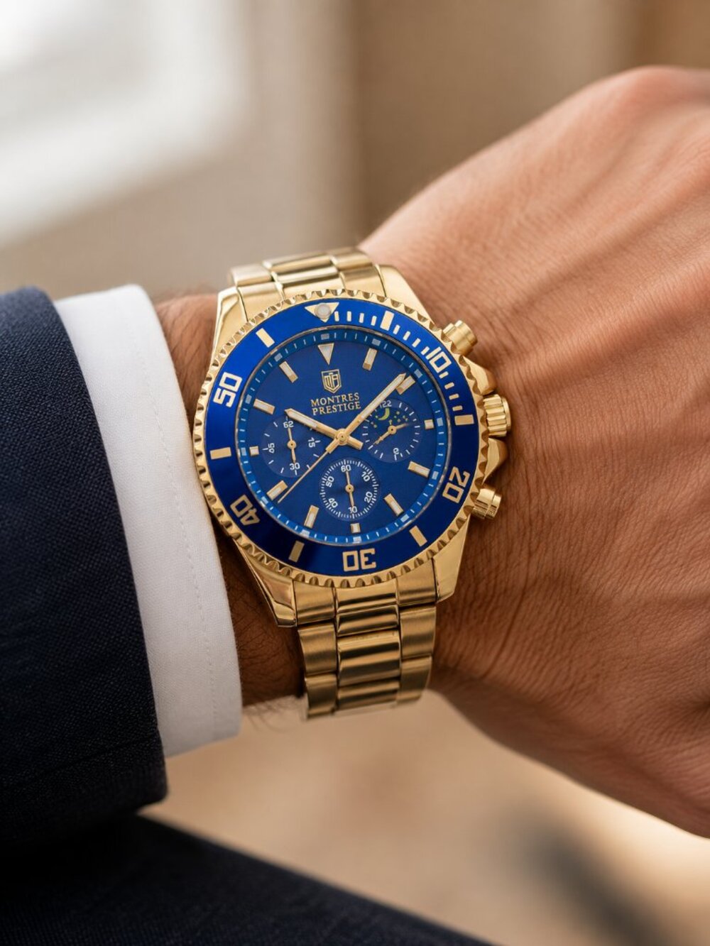 Montres Prestige x Invicta MPW-0093 42mm Gold Blue Men’s Watch NIB